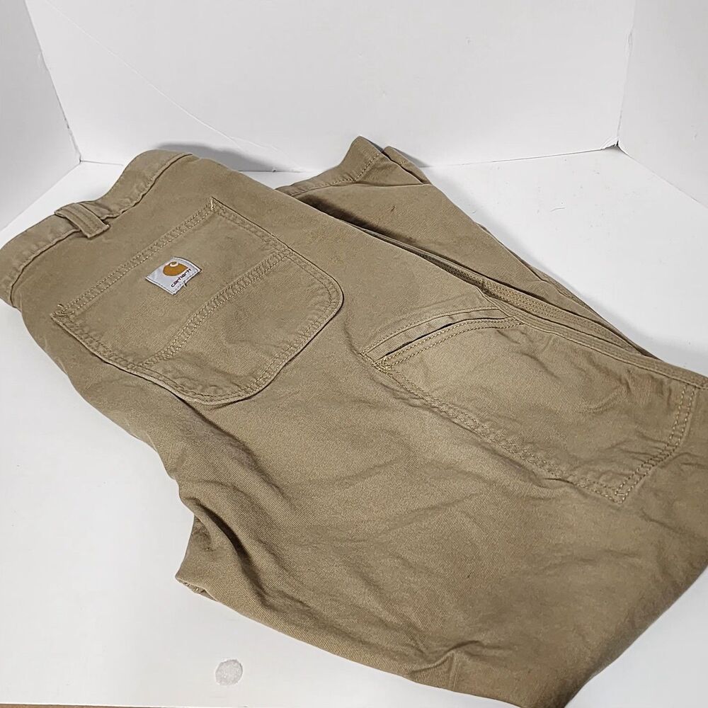 Carhartt Mens Pants BN2291-M Rugged Flex Relaxed Fit Canvas Work Carpenter Khaki